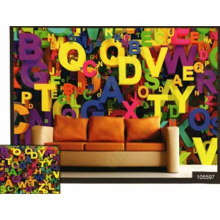 3d colourful alphabets wall mural