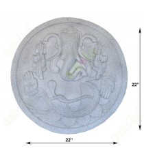 Grey colour stone finish blessing ganesha with snake round design