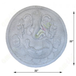 Grey colour stone finish blessing ganesha with snake round design