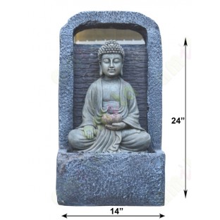 Black grey colour meditating buddha fountain