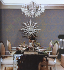 Blue gold colour big motif traditinal design home décor wallpaper for walls