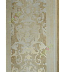 Brown green silver colour motif with vertical stripes home décor wallpaper for walls
