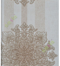 White beige brown damask design with vertical stripes home decor wallpaper for walls