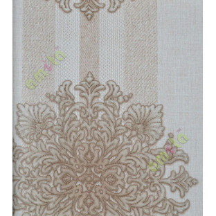 White beige brown damask design with vertical stripes home decor wallpaper for walls