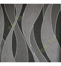 Black silver contemporary vertical flowing waves design home décor wallpaper for walls