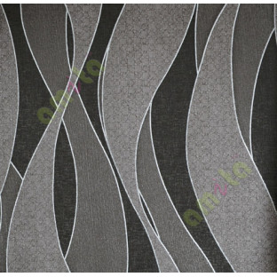 Black silver contemporary vertical flowing waves design home décor wallpaper for walls