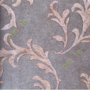 Chocolate brown  full traditional leafy design home décor wallpaper for walls