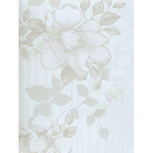 White beige beautiful floral with vertical stripes texture home décor wallpaper for walls