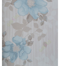 Blue beige brown beautiful floral with vertical stripes texture home décor wallpaper for walls