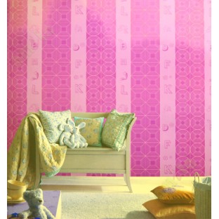 Pink geometric alphabets star home decor wallpaper