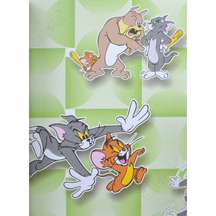 Green brown 3d tom and jerry home décor wallpaper