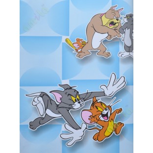 Blue white 3d tom and jerry home décor wallpaper