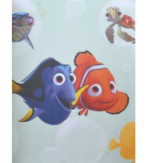 Blue red 3d nemo fish cartoon home décor wallpaper