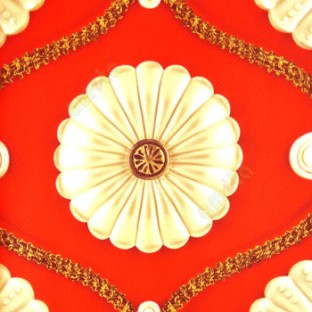Red beige grown gold damask flower floral self texture trandy rope lines Red base 3D wallpaper