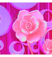 Pink purple color beautiful flowers design circles long stem floral stripes texture surface 3D wallpaper