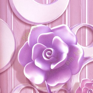 Purple cream color beautiful flowers design circles long stem floral stripes texture surface 3D wallpaper