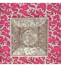 Maroon green purple damask flower floral self texture geometric square shape border traditional swirls and grapes fruit designs base 3D wallpaper