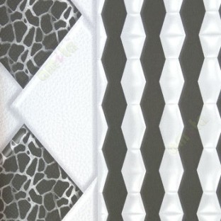 Black and white color geometric design big diamond shapes self texture leathrite finished 3D home decor wallpaper