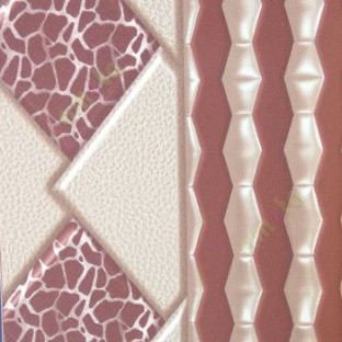 Brown beige color geometric design big diamond shapes self texture leathrite finished 3D home decor wallpaper