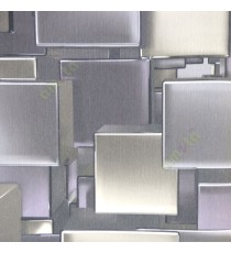 Dark grey purple beige black color geometric square patterns metallic finished designs self texture vertical thin lines 3D wallpaper