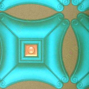 Blue brown peach color traditional concave square designs diamond shapes circle decorated edge patterns texture surface 3D home décor wallpaper