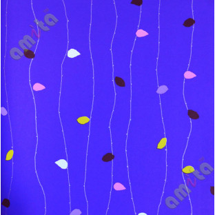 Blue pink black trendy hanging colourful leaf wallpaper