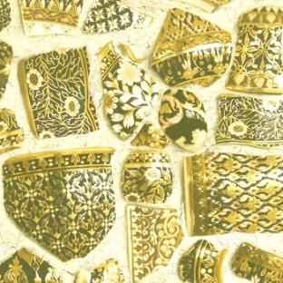 Natural black beige gold color chinese broken pot pieces flower design carved geometric oval shaped traditional floral leaf designs wallpaper