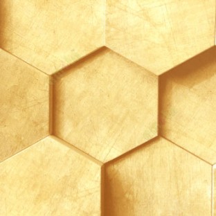 Brown gold color geometric hexagon honeycomb 3D pattern texture finished scratches wallpaper