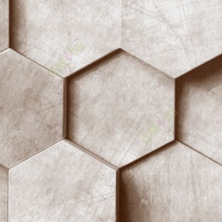 Brown grey black color geometric hexagon honeycomb 3D pattern texture finished scratches wallpaper