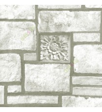Black grey color natural stone carved flower design marvel texture finished square shaped wallpaper