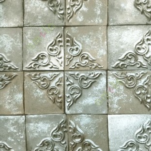 Grey white brown color natural stone finished carved shaped square traditional designs texture wallpaper