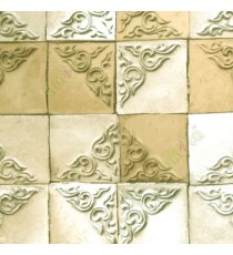 Brown beige black color natural stone finished carved shaped square traditional designs texture wallpaper