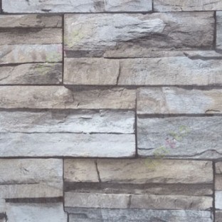 Natural brown beige blue color stone cladding texture finished 3D look rectangle shaped wallpaper