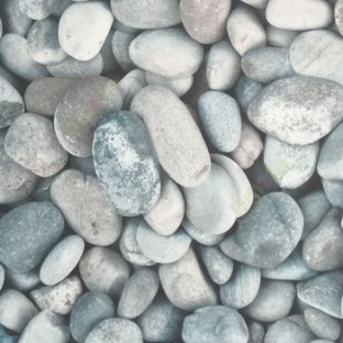 Natural blue cream black grey color stone gravel oval round shaped texture finished wallpaper
