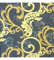 Gold Blue grey color traditional beautiful swirls vertical trendy lines floral leaf horizontal carved stripes texture background home décor wallpaper