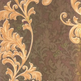 Dark purple gold brown color traditional vertical long swirls floral leaf texture gradient self design background home décor wallpaper