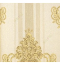 Gold beige brown color beautiful traditional swirls damask design with background self design background wallpaper