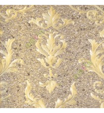 Gold brown cream color traditional swirls damask design cork finished background texture home decor wallpaper