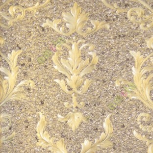 Gold brown cream color traditional swirls damask design cork finished background texture home decor wallpaper