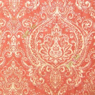 Maroon gold cream color beautiful big traditional damask pattern thin swirls leaf flower designs home décor wallpaper