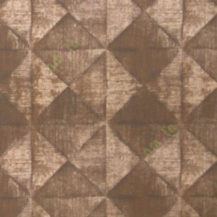 Dark brown gold beige color geometric diamond shapes slanting line crossings triangle texture finished home décor wallpaper