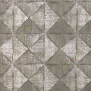 Brown cream green color geometric diamond shapes slanting line crossings triangle texture finished home décor wallpaper