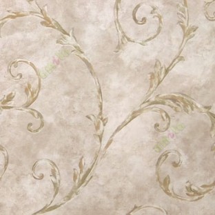 Brown green beige color traditional big size swirls leaf floral design oil painting pattern beautiful look home décor wallpaper