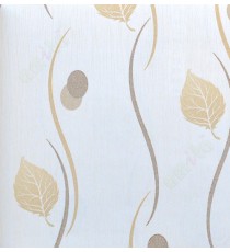 Gold white brown abstract design leaf ovel shape trendy lines home décor wallpaper for walls