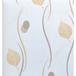 Gold white brown abstract design leaf ovel shape trendy lines home décor wallpaper for walls