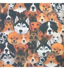 Black brown orange white color cure puppy dogs wolf wild and domestic animals collection kids home décor wallpaper