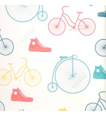 Orange blue white color cycles fashionable boots single wheel cycle kids collection home décor wallpaper