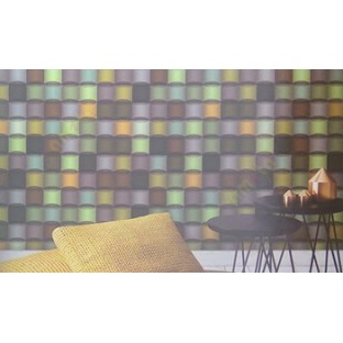 Green black orange yellow blue brown color contemporary designs  beautiful geometric 3D shapes vertical and horizontal lines home décor wallpaper