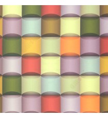 Orange green purple brown beige color contemporary designs  beautiful geometric 3D shapes vertical and horizontal lines home décor wallpaper