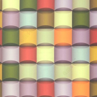 Orange green purple brown beige color contemporary designs  beautiful geometric 3D shapes vertical and horizontal lines home décor wallpaper